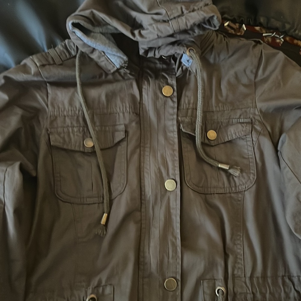 Green hooded utility coat size large
